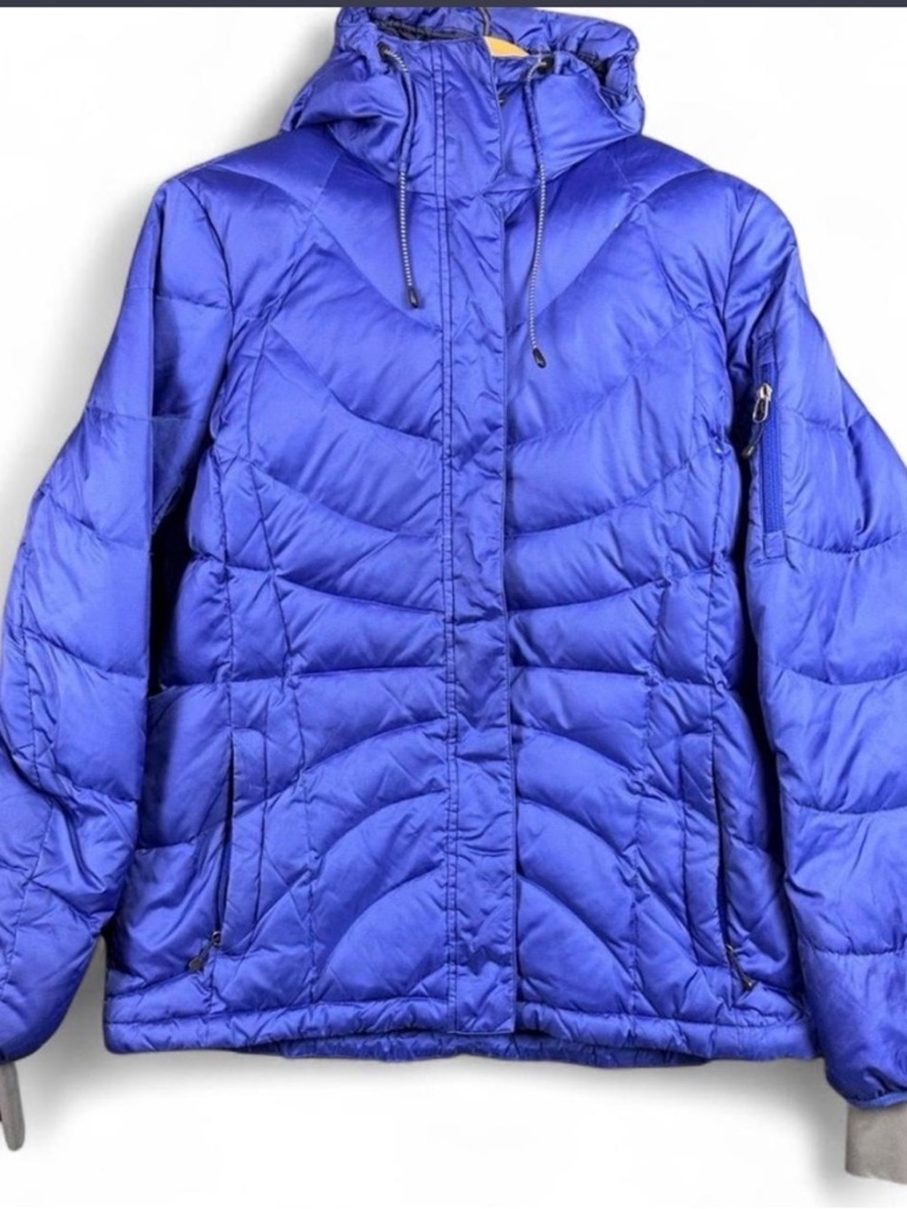 Lands' End Women's Hooded Puffer Jacket in Bright Blue - Picture 4 of 7